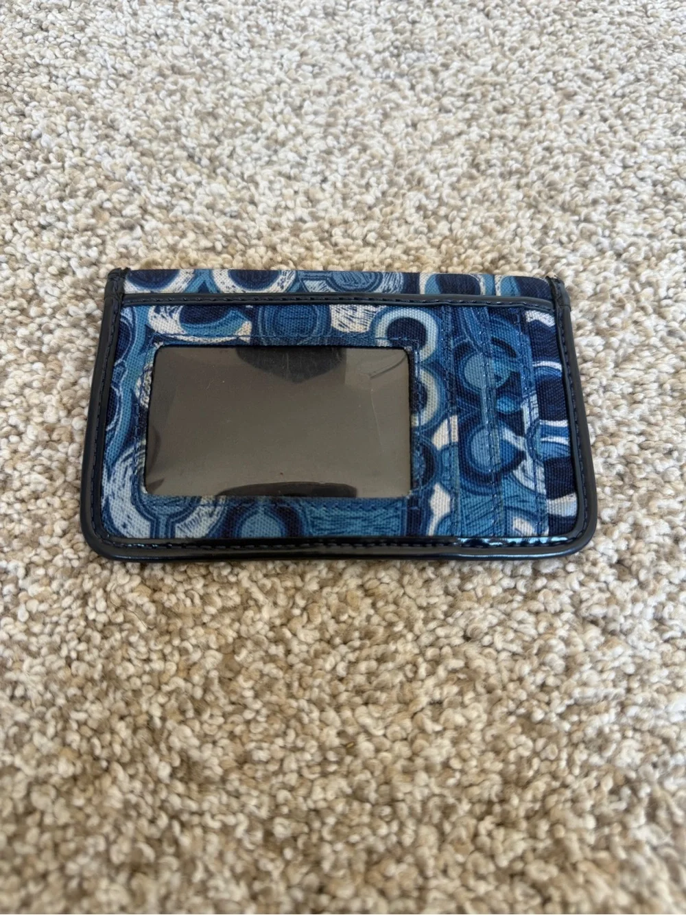 Coach Blue Multi Signature Card Wallet with Gold-Tone Logo